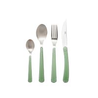 juego de cubiertos de 24 piezas de plata con mango verde