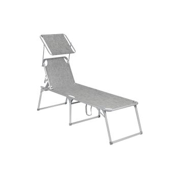 Tumbona con Respaldo Reclinable, Gris + Blanco