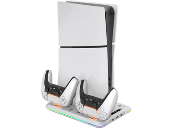 Accesorios PS5 - Ardistel Blackfire Multifunction RGB LED Charging Stand, Blanco