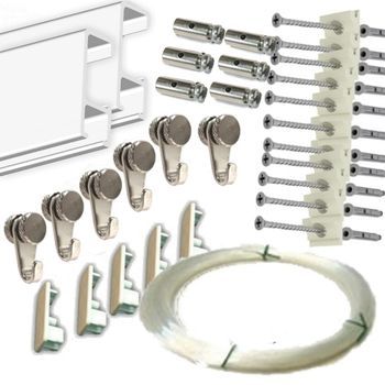 Colgar Cuadros 6 Metros | Guia Blanca | Aluminio Resistente | Incluye 6 Colgadores Nylon Y 6 Ganchos Rm | Sistema Modular Para Hogar Oficina Galería