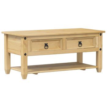 Mesa De Café - Mesa De Centro Cajones Corona Madera Maciza Pino 100x48x45 Cm
