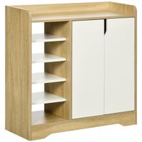 armario de zapatos 80x30x80 cm madera natural y blanco