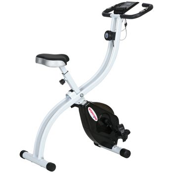 SPORTNOW Bicicleta Magnética Plegable a 8 Niveles de Resistencia con Asiento Regulable, en Acero, 97x43x110 cm, Negro   Aosom España