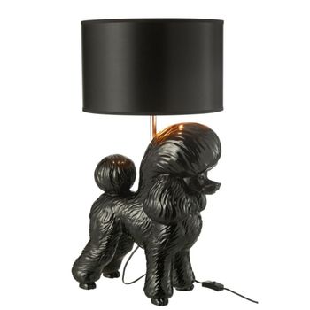 Lámpara caniche en polirresina negra 42*37*74.5 cm