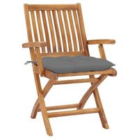 pack 2 uds sillas de jardin  silla de exterior  sillon madera de teca con cojines gris