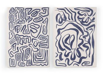 Set 2 Lienzos 60x40 impresos trazos azules