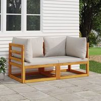 sofas modulares esquina 2 uds  sofa de salon  sofa de descanso madera acacia cojines gris claro cfw55444