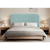 dhome cabecero verde agua curvo tapizado en pana 145cm con altura 70cm para pared acustico absorbente cabezal cama dormitorio verde agua 145cm