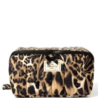 the flat lay co marshmallow flat lay makeup box bag - warped leopard
