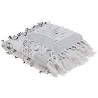 manta de algodon gris claro 130 x 150 cm borlas cama acogedora boho yamalak