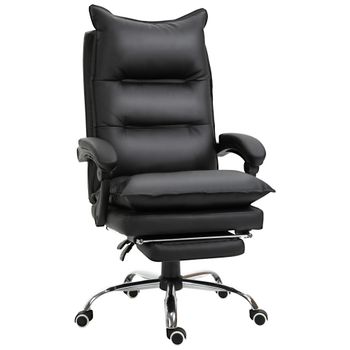 Vinsetto Silla de oficina ergonómica silla de oficina gran confort con reposapiés respaldo reclinable altura ajustable poliuretano   Aosom España