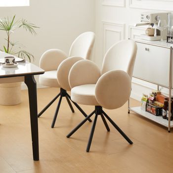 Set de 2 sillas swivel escandinavas en metal y terciopelo beige