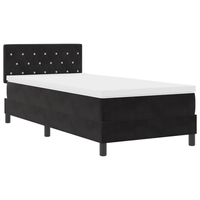 cama individual  cama box spring con colchon terciopelo negro 90x200 cm cfw26733