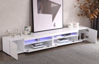 mueble tv con tira led y almacenaje 240 cm blanco