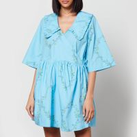 ganni x coggles floral-print organic cotton wrap dress - lxl