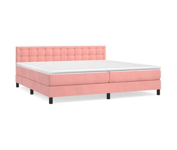 Cama box spring con colchón terciopelo rosa 200x200 cm botones