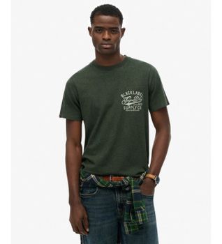 Superdry para hombre. M1012276A Camiseta Industrial Relaxed verde (XL), Casual, Algodón, Manga corta
