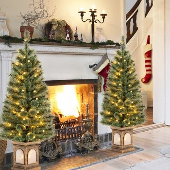 120cm Árbol De Navidad En Maceta Con 116 Rama 100 Luces Led 3 Modos Dinámicos Control Remoto Cfw97577