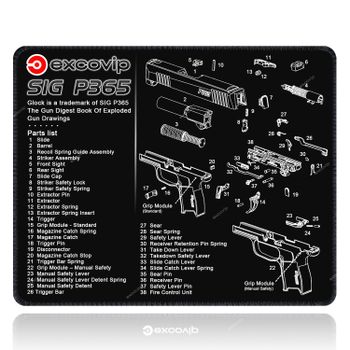 Alfombrilla de ratón EXCO para limpieza de armas, alfombrilla de ratón pequeña para juegos y oficina con borde cosido, Base de goma antideslizante para Hellcat SIG Beretta 92F