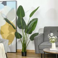 arbol de platano artificial 160 cm de pe tela homcom o15x160 cm-verde