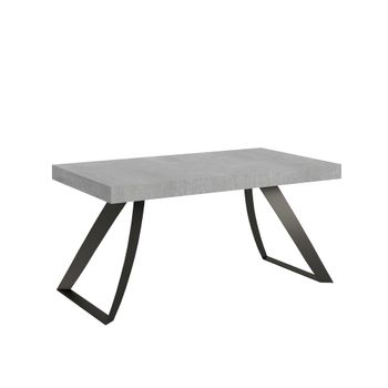 Mesa extensible 90x160/420 cm efecto madera gris cemento, hierro