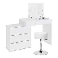 tocador con taburete y espejo 1175x78x45 cm blanco mdf ml design