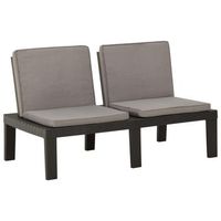 banco de jardin con cojines plastico gris vidaxl