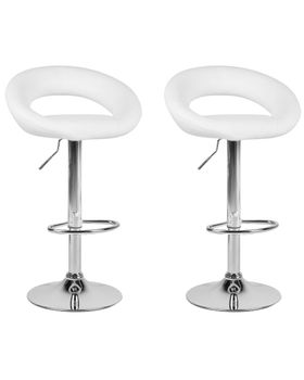 Conjunto de 2 sillas de bar  giratoria piel sintética blanco
