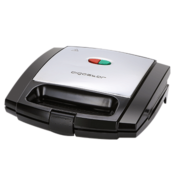 Aigostar Lamo - Sandwichera, 800W, Revestimiento Antiadherente, Libre de BPA. Color Acero y Negro