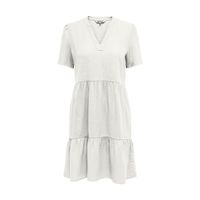 only vestido de lino corto con volantes de manga corta 15310970-onltiri-cloud dancer