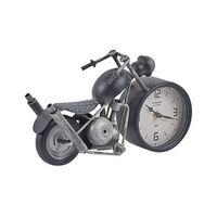 reloj de mesa metal negro plateado con forma de motocicleta diseno vintage berno