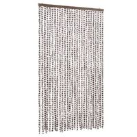 cortina antimoscas chenilla beige y blanco 118x220 cm vidaxl