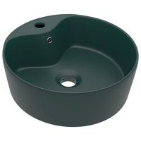 lavabo lujo con rebosadero ceramica verde oscuro mate 36x13 cm vidaxl