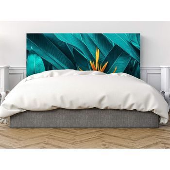 Oedim Oedim Cabecero Cama Pvc Flor Amarilla Y Hojas Verdes 150x60cm | Disponible En Varias Medidas | Cabecero Ligero, Elegante, Resistente Y Económico