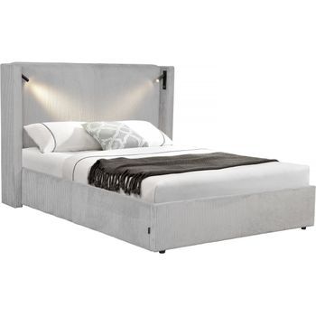 Cama Doble De Pana Con Cómoda Integrada Y Lámpara 