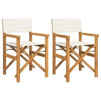 2 uds sillas de director plegables madera maciza teca crema