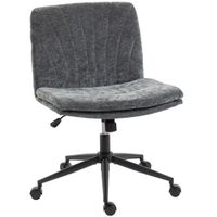 homcom silla de oficina con asiento ancho sin reposabrazos ruedas altura ajustable giratoria funcion basculante gris