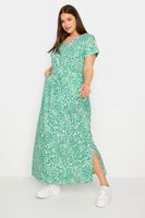 yours vestido largo de algodon en estampado animal verde mujer curvy y tallas grandes yours