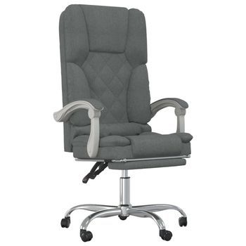 Silla De Oficina Reclinable Con Masaje De Tela Gris Oscuro Vidaxl