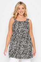 yours top negro de tirantes estampado de hojas mujer curvy y tallas grandes yours
