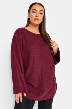 Yours Jersey Suave Granate Costura Frontal, Mujer Curvy Y Tallas Grandes, Yours