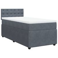 cama individual  cama de adulto  cama box spring con colchon terciopelo gris oscuro 90x200 cm