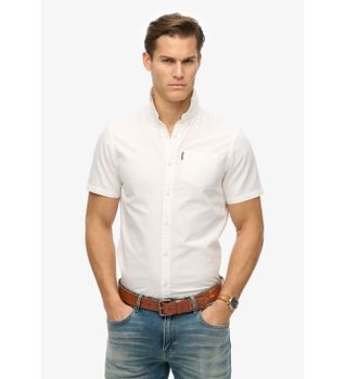Superdry para hombre. M4010944A Camisa Oxford blanco (M), Casual, Algodón, Manga corta