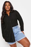 yours camisa negra con bordados mujer curvy y tallas grandes yours