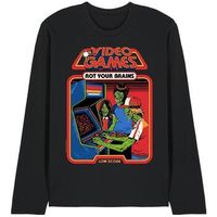 steven rhodes camiseta manga larga video games rot your brains para mujer