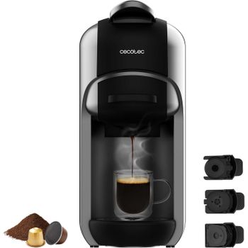 Cecotec Cafetera Cápsulas Express FreeStyle Compact. 1450W, ThermoBlock, 19 Bares, Apta para Café Molido, Dolce Gusto y Nespresso, Diseño Elegante y Compacto, Depósito 600ml, Apagado automático