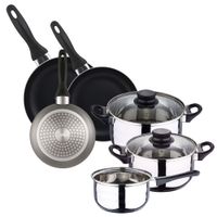 bateria de cocina de acero inox y sartenes gris o162024 cm