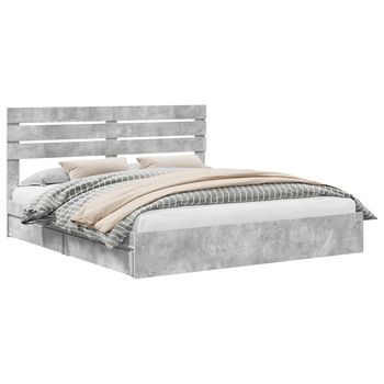 Cama Con Almacenamiento Con Cajón Gris Concreto 180 X 200 Cm Vidaxl