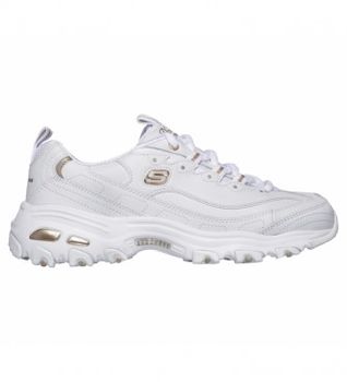 Skechers para mujer. 11931 Zapatillas D'Lites Fresh Start blanco (40), Piel, Cordones, Casual