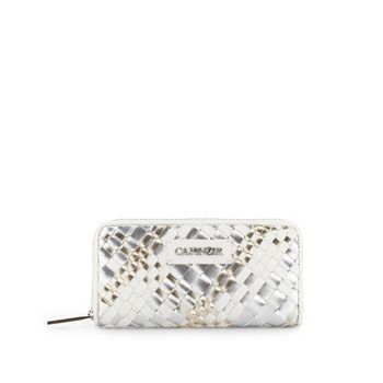 cartera redonda con cremallera trenzada metálica multicolor silver/white taglia unica